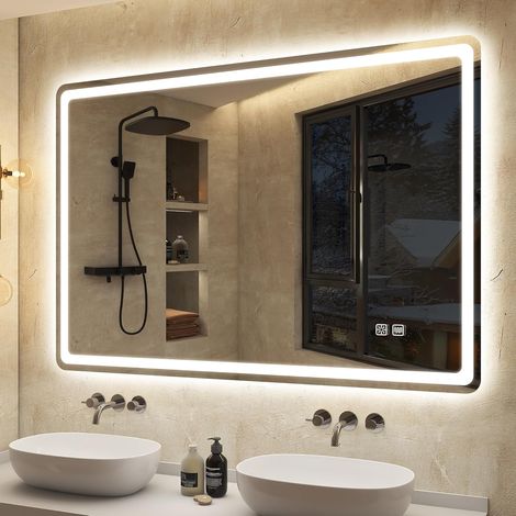 100x70cm Miroir-Salle-de-Bain-avec-Eclairage,Mémoire,Anti-buée (1/5)