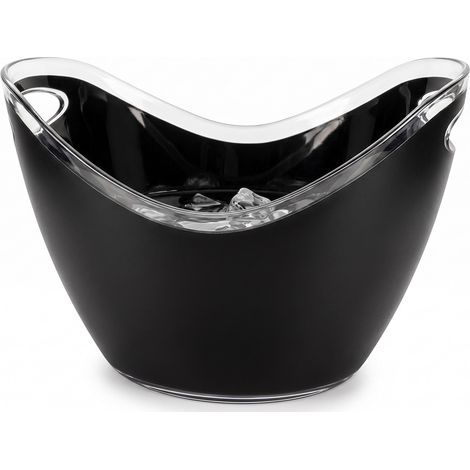 Secchiello Porta bottiglie con Ghiaccio nero Ovale grande Spumantiera Moderna in Plastica Resistente Manici Integrati 35x26x24 cm Ideale per Vino Champagne e Bottiglie Uso Casa e Bar ristorante hotel