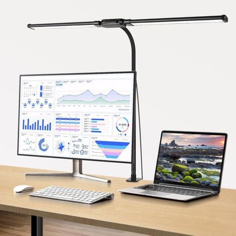 Lampe de bureau LED avec pince, 5 modes de couleur x 10 niveaux de luminosité, 960 lm (160 LED) (1/5)