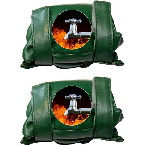 2-piece outdoor tap covers, insulating tap protection for winter against frost damage, green (1/5)