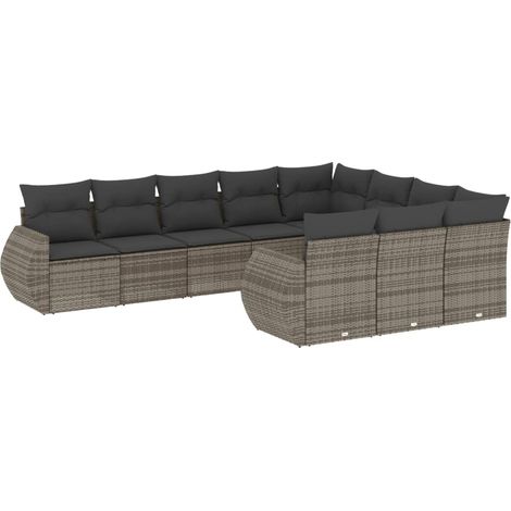 Maison Exclusive - Set de sofás de jardín 10 pzas con cojines rat (1/5)