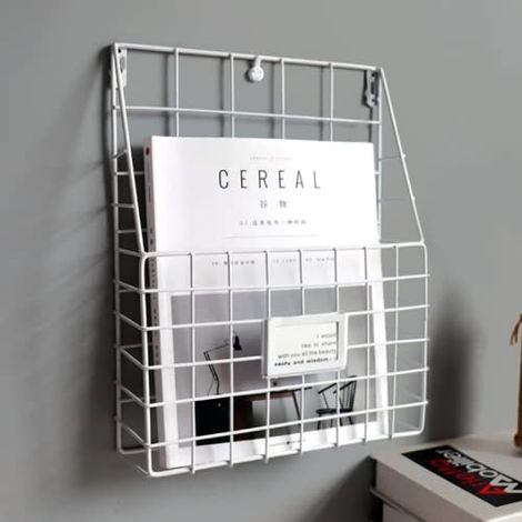 Youyijia Modern Metal Magazine Rack 30 25 10 cm Wear Resistant Wall Storage Baskets for Organizing Mail to Storing White (1/5)