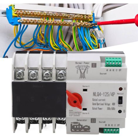 Commutateur de transfert automatique double alimentation secteur/générateur NLQ4-125/4P AC400V avec commutation au milliseconde et alimentation sans interruption, 80 A (1/5)