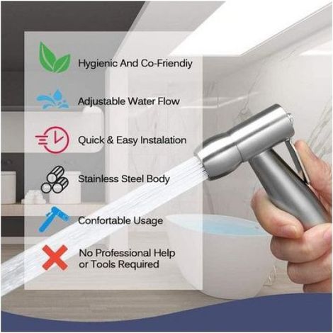 Douchette bidet portable - Tuyau télescopique ABS 59 pouces Installation rapide sans outils - Hygiène personnelle - Noir (1/5)