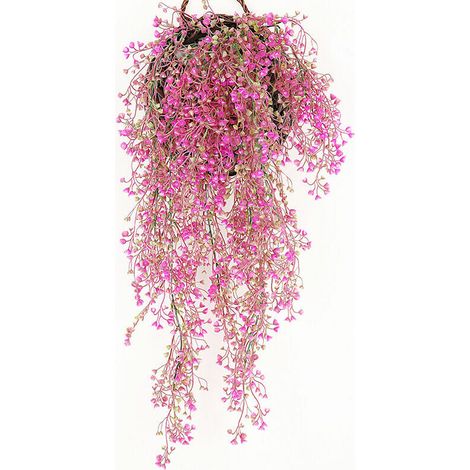 Panier Suspendu Fl Artificielle,  Fls Artificielles sur Mur, Fls Suspendues, Fls Artificielles pour Salon, 85cm(Rose Rouge) (1/5)