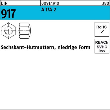 Sechskanthutmutter DIN 917 niedrige FormM4 A 1/A 2 50 Stück (1/2)