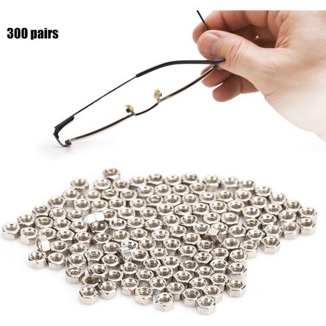 300 paires d'écrous hexagonaux pour vis de lunettes sans monture, capuchon d'écrou 1,4, pièces de réparation de lunettes (1/5)