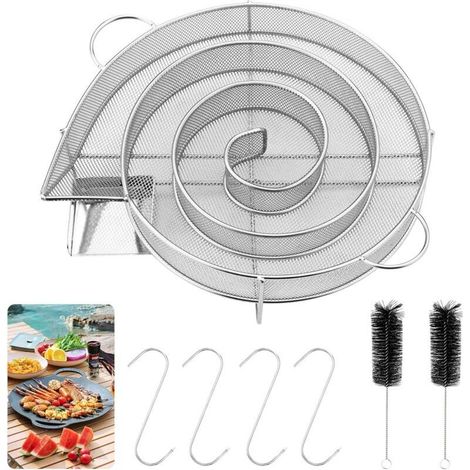LaBlanc - Générateur de fumée rond,acier inoxydable de haute qualité,Générateur de Fumee Froide Pour Fumoir avec 2 brosse et 4 crochet,fumoir à viande pour grills bouilloire,fumoirs et fours fumoirs (1/4)