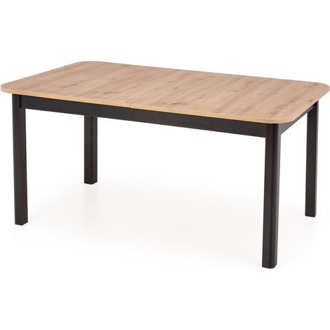 Mesa Houston 1367, Negro + Roble Artisan, 78x90x160cm, Alargamiento, Aglomerado laminado, MDF