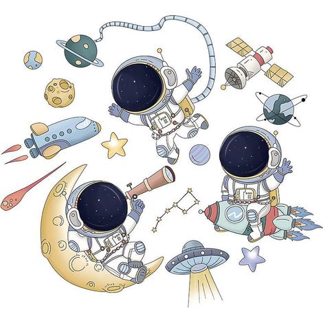 ovni Espace Plante Stickers Muraux Espace Planete Autocollant Mural Fuse Astronaute Toiles Dcoration Murale Chambre Enfants Bb Ppinire Salon (1/5)
