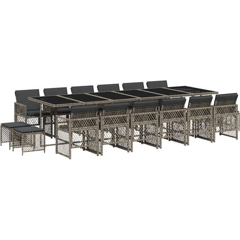 Maison Exclusive - Set comedor de jardín 17 pzas y cojines ratán (1/5)