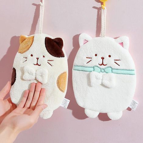 lot De 4 Essuie-mains Suspendus Chaton Mignon Absorbe L'eau Et Ne Perd Pas De Cheveux Serviette De Bain Serviette De Cuisine Paissie Chiffon Scha (1/5)