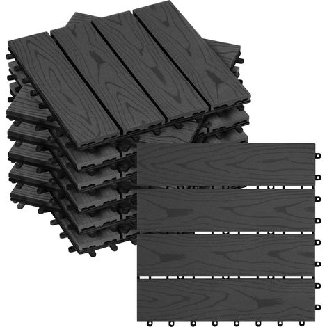 WOLTU Losetas Para Suelo Exterior Wpc (22 Paneles, 2 M², Antracita)
