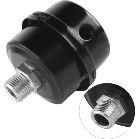 filtro silenziatore per compressore d'aria da 3/8" (16 mm), filtro di aspirazione per compressore d'aria da utilizzare nell'ingresso del compressore per bloccare la polvere e ridurre il rumore, nero