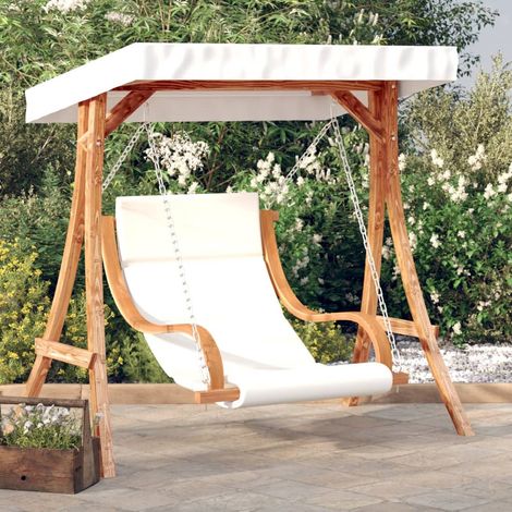 Chaise balançoire,Chaise longue Balancelle jardin avec coussin et auvent bois massif d'épicéa -FR12873 (1/5)