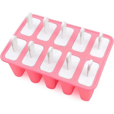Eisformen (10 Stück) – Silikonfreie Eisformen für einfaches Herauslösen – 10 Stiele – Rosa (1/5)