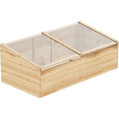 Châssis froid en bois pour serre et jardin, 100 x 50 x 35 cm, bois de cèdre naturel, panneau en polycarbonate,offrant une protection optimale pour. (1/5)
