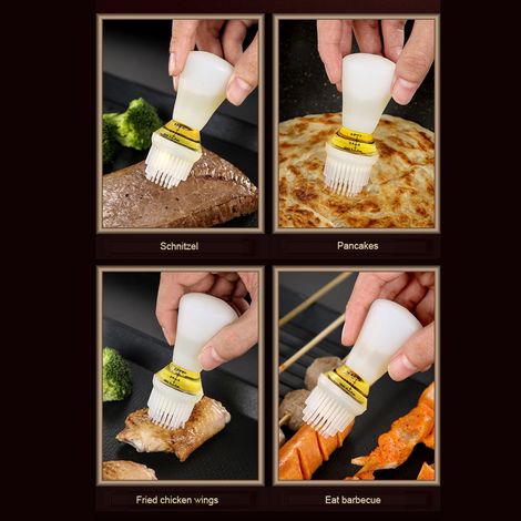 Bouteille en verre avec huile d'olive et pinceau en silicone, compte-gouttes, bouteille doseuse pour griller, frire, cuire au four, camping en plein air (1/5)