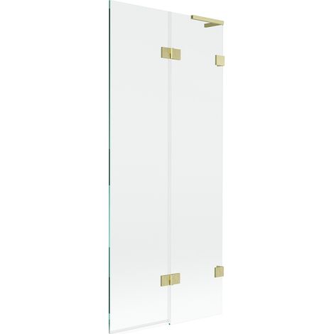 Mexen Lunar L Duschtrennwand 2-flügelig rechts 80 x 150 cm, transparent, gebürstet gold - 897L-080-100-55-00-P (1/5)