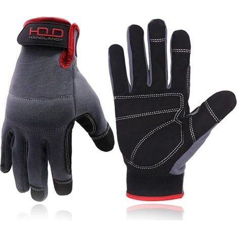 HANDLANDY Arbeitshandschuhe für Damen und Herren, praktische Touchscreen-Arbeitshandschuhe, flexible Gartenhandschuhe, Größe 2XL (1/5)
