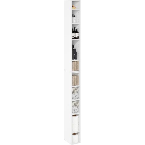 Étagère, 10 Niveaux, Rangement Gain De Place, 23,4 X 15 X 200 Cm, Idéale pour Le Salon, La Chambre Ou Le Bureau, Blanche. (1/5)