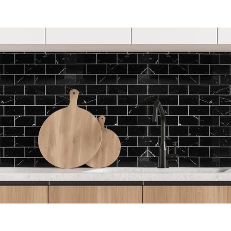 Lot de 12 Crédences Adhésives Rigides Rectangle Noir Effet Marbre 38 x 30,5 cm - 1,39 m² - Livraison gratuite (1/5)