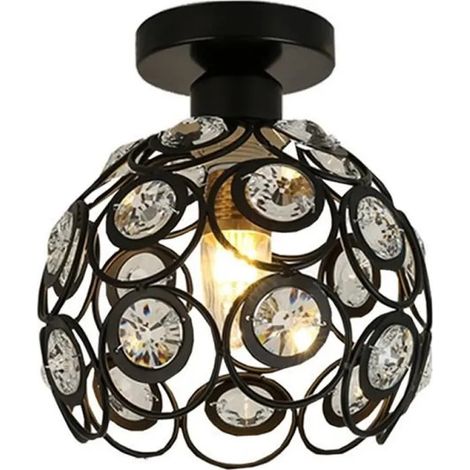 Plafonnier en Cristal Noir - Fusion - Moderne Simple E27 - 26cm - pour salon chambre à coucher (1/3)