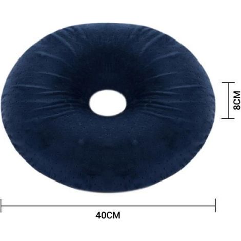 Galette de chaise - - Ronde 40 cm - Mousse à mémoire de forme - Housse amovible - Velours cyan (1/4)