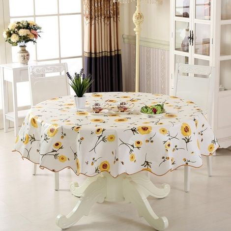 Nappe ronde imperméable et résistante pour les fêtes – Nappe de table de jardin infroissable de couleur unie 152 cm (tournesol (152 cm) (1/5)