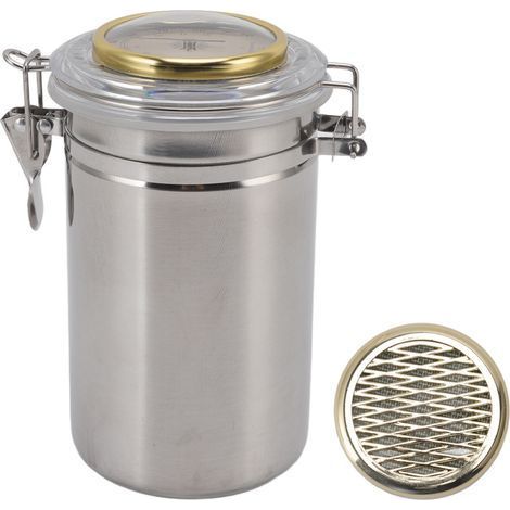 Bocal à cigares en acier inoxydable avec joint en silicone et hygromètre intégré, étanche, pour la maison, 96 mm x 173 mm / 3,8 x 6,8 pouces (1/5)