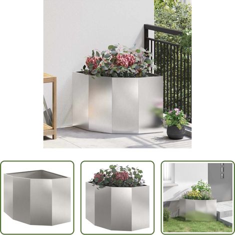 Bac d'angle - Jardinière d'Angle Argent 60 x 60 x 50 cm Acier inoxydable (1/5)