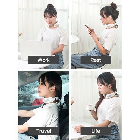 Appareil de massage cervical à 4 têtes, intensité réglable, rechargeable par USB, avec chauffage par impulsions intelligent pour le soin du cou (1/2)