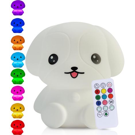Lámpara de noche grande con forma de cachorro - Con función táctil y control remoto - Lámpara de noche LED recargable - Regalo para fiestas de bebés - Juguete - Habitación infantil - Luz para niños (1/5)