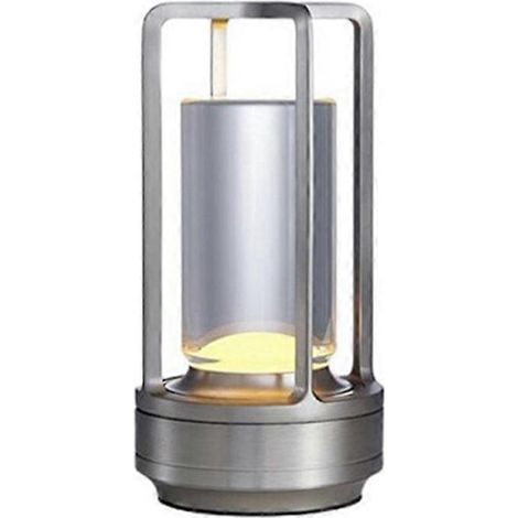 Originale wiederaufladbare tragbare LED-Campinglampe, silbernes Nachttischlicht, Augenschutz, ideal fürs Schlafzimmer. (1/5)