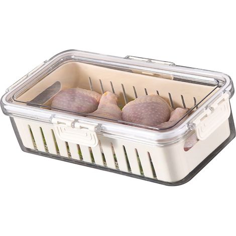 Boîte de Rangement Alimentaire pour Réfrigérateur avec Vidange - Conteneur pour Fruits et Légumes en PET de Qualité Alimentaire (1/5)
