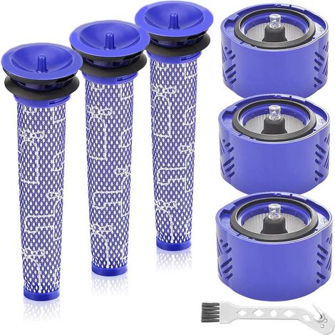 Filtre V6 Pour Dyson 6 Pièces V6 Pré-Filtre Et Filtre Moteur Pour Dyson V6 Animal Plus Extra Absolute Fluffy Aspirateur À Batterie Motorhead Ensemble De Filtres Hepa Avec Brosse De Netto (1/5)