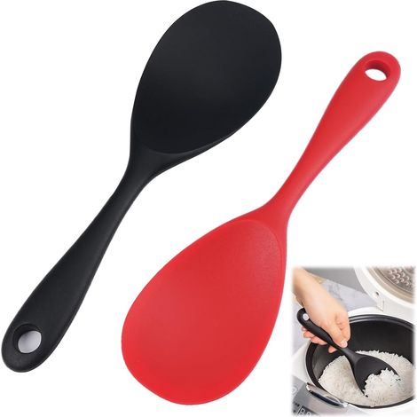 Cucchiaio da riso in silicone, 22,5x6,8 cm, cucchiaio da cucina senza BPA, antiaderente, per cuociriso