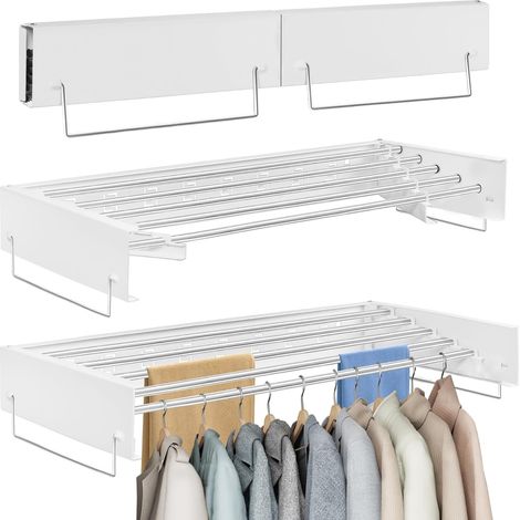 Wall-Mounted Clothes Airer, Unfolded Dimensions: 80 x 40 x 10 cm, White (1/5)