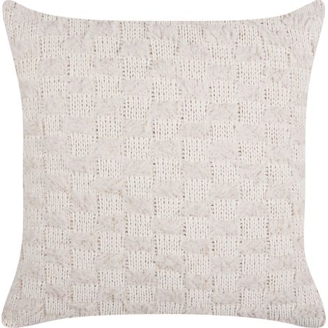 Cojín decorativo con funda de algodón de punto estampado liso funda extraíble beige 45 x 45 cm Basalim (1/5)