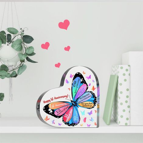 Plaque acrylique cœur décoratif à poser sur bureau, souvenir pour famille et amis, décoration élégante(10 cm) (1/4)