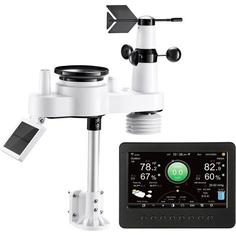 Station Météo Wi-Fi 7 en 1 avec Écran TFT 177,8 mm, Capteur Solaire sans Fil, Prévisions Météo, Vitesse du Vent, Température (1/5)