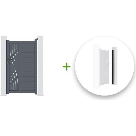 Portillon aluminium VELETA 100x180cm + Kit inversion ouverture (1/5)