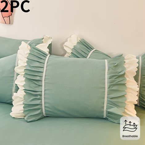 Lot de 2 taies d'oreiller unies style portefeuille — Lavables en machine, résistantes à la décoloration, douces et confortables