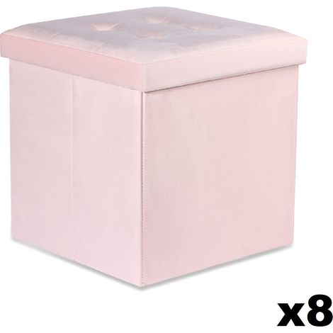 Valora PUF PLEGABLE Asiento de almacenamiento de terciopelo rosa x8 (1/5)