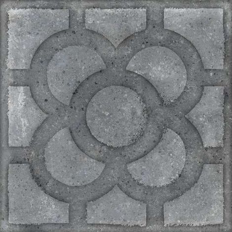Carrelage sol / mur effet ciment motif fleur gris 20x20 cm WORLD STREETS ACORN GRAFITO (vendu par boite de 1m2) (1/3)