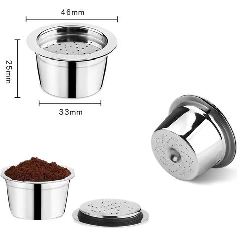 Capsules à café en acier inoxydable, rechargeables, avec goupillon, compatibles avec les machines K-FEE. (1/5)