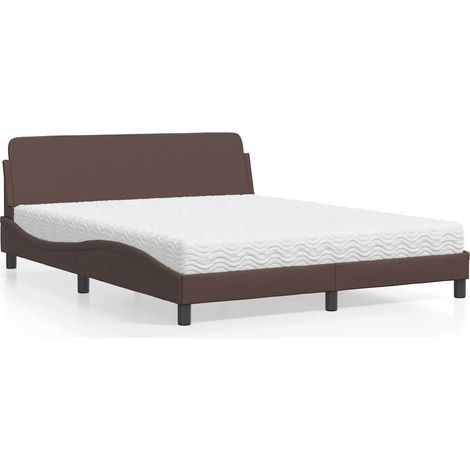 Lit avec matelas Dover marron 160x200 cm similicuir
