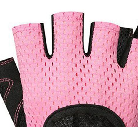 Gants de fitness unisexes, adaptés à l'haltérophilie, au cyclisme et à d'autres activités sportives. Modèle demi-doigts, roses, taille L. (1/5)