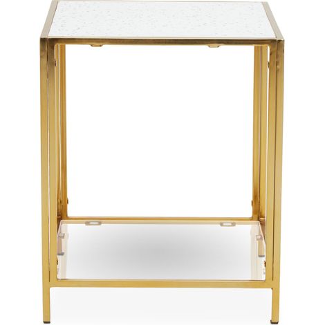 Interiors by Premier Glass and Gold Frame Side Table, Modern Side Table with Terrazzo Effect, Sleek and Contemporary Side Table (1/5)