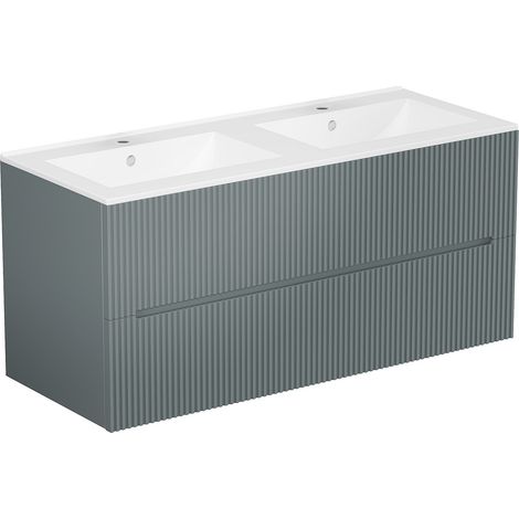 Mobile per bagno sospeso con lavabo da incasso 120 cm Con scanalature Grigie  - PAVANI (1/4)